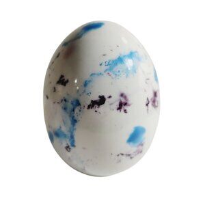 Vintage Ceramic Egg Hand Painted Speckles Multicolored White Blues Pink Purple